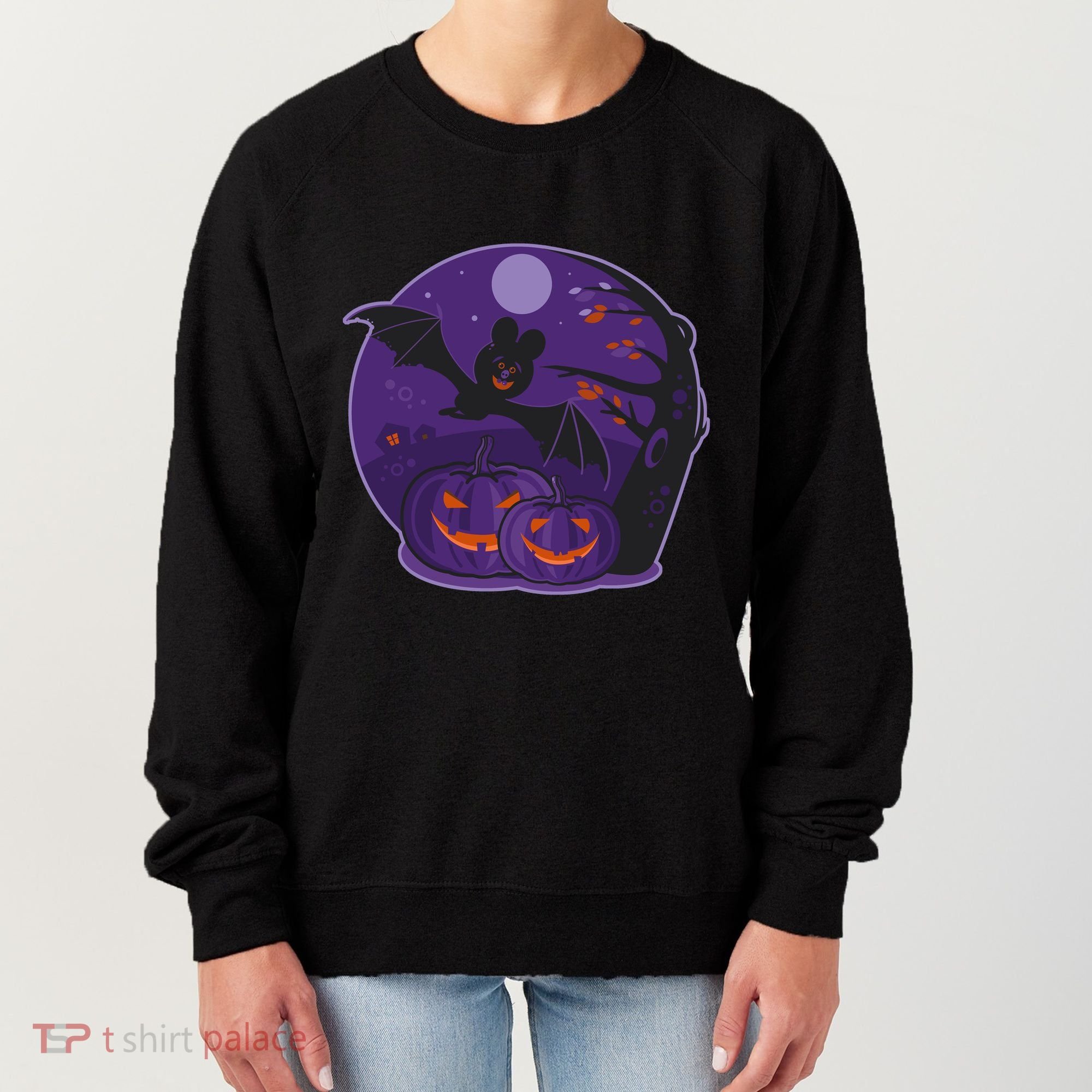 Halloween Bat and Pumpkins Women's Sweatshirt