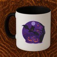Halloween Bat and Pumpkins Coffee Mug thumb 2