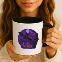 Halloween Bat and Pumpkins Coffee Mug thumb 3