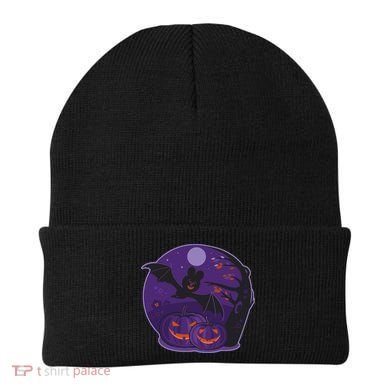 Halloween Bat and Pumpkins Beanie