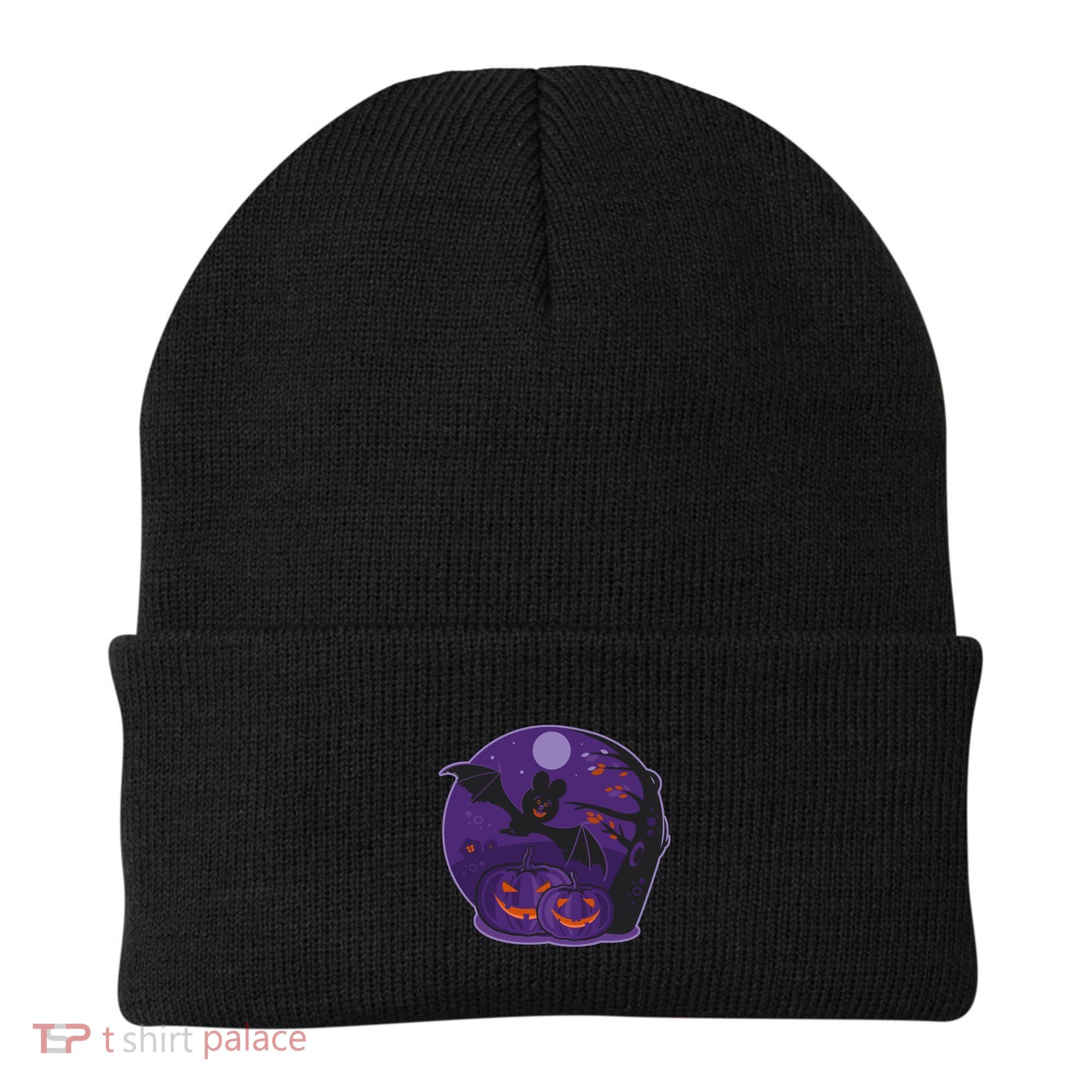 Halloween Bat and Pumpkins Beanie