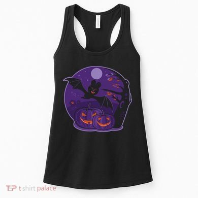 Halloween Bat and Pumpkins Women's Tank Top