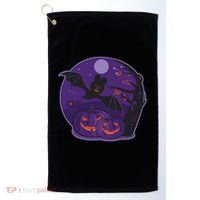 Halloween Bat and Pumpkins Golf Towel thumb 0