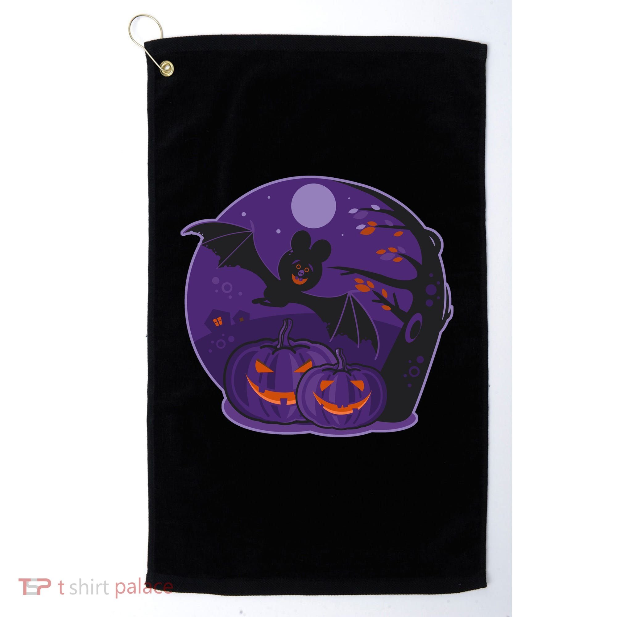 Halloween Bat and Pumpkins Golf Towel
