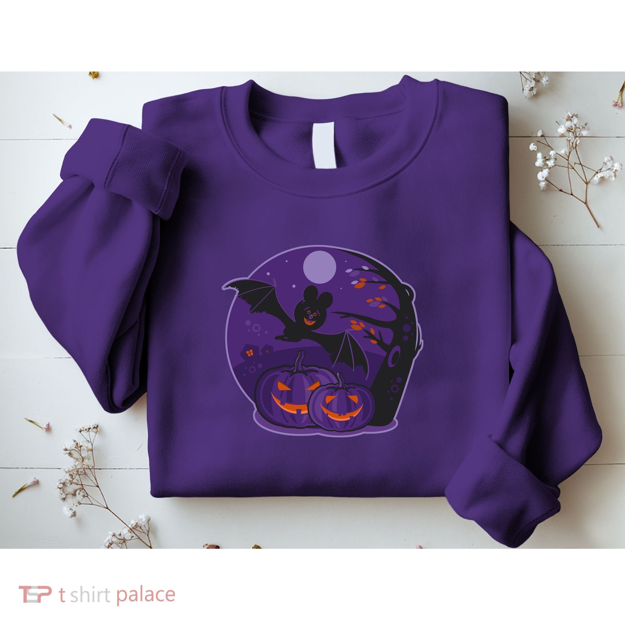 Halloween Bat and Pumpkins Sweatshirt