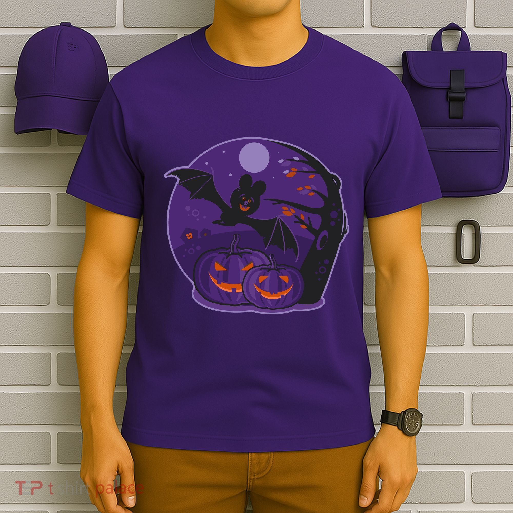 Halloween Bat and Pumpkins T-Shirt