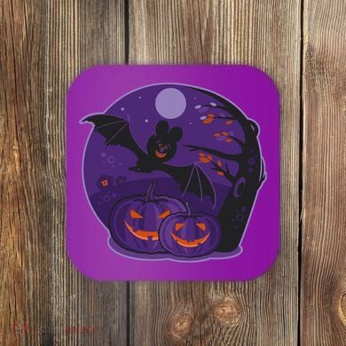 Halloween Bat and Pumpkins Coaster