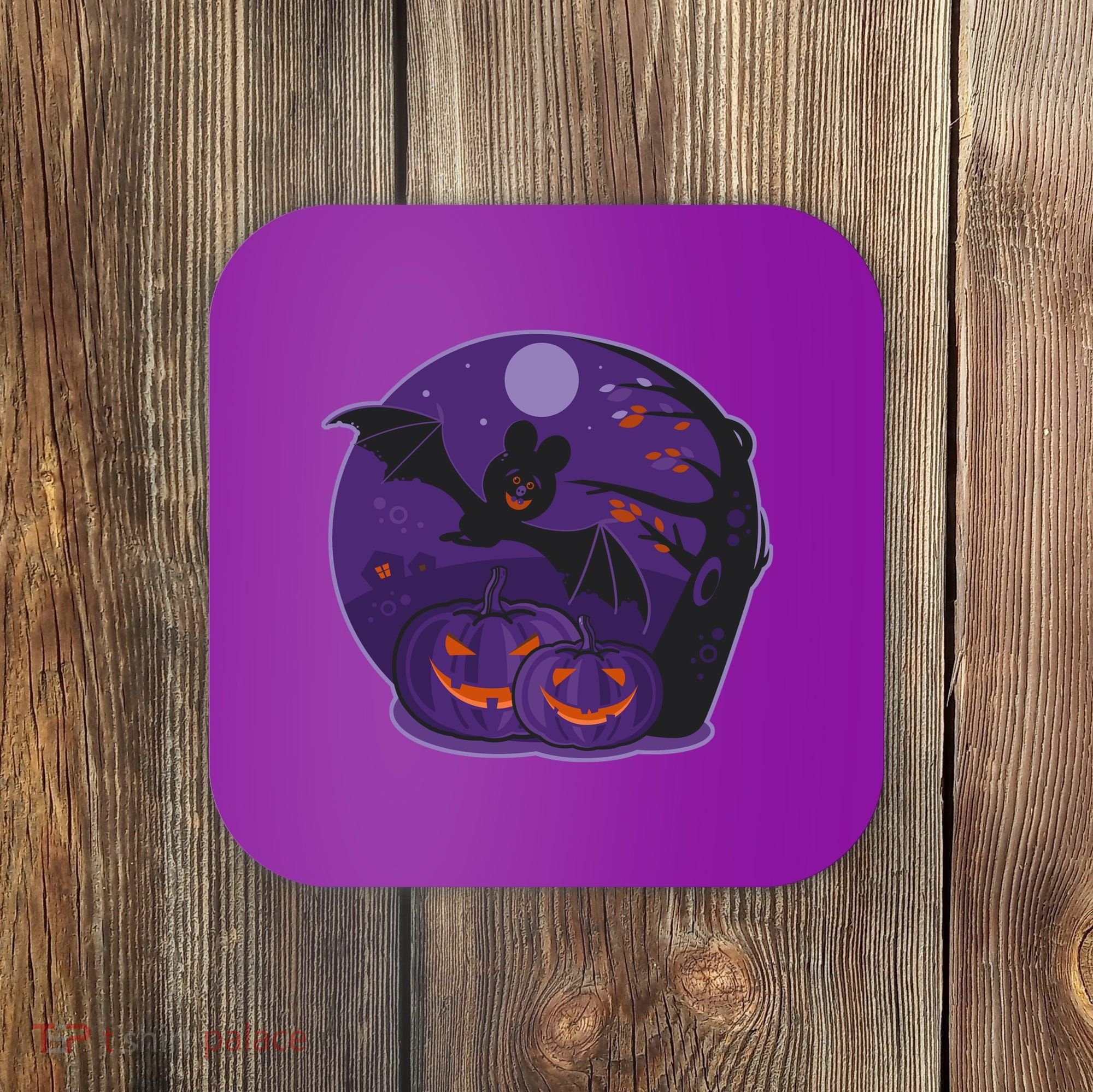 Halloween Bat and Pumpkins Coaster