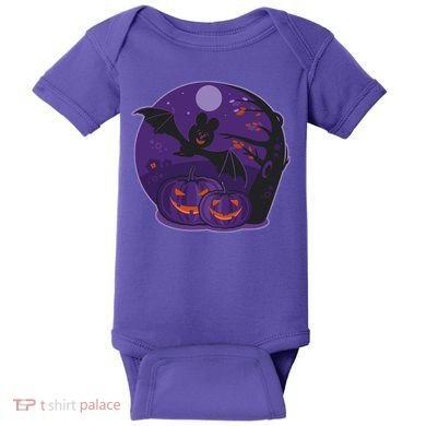 Halloween Bat and Pumpkins Baby Bodysuit