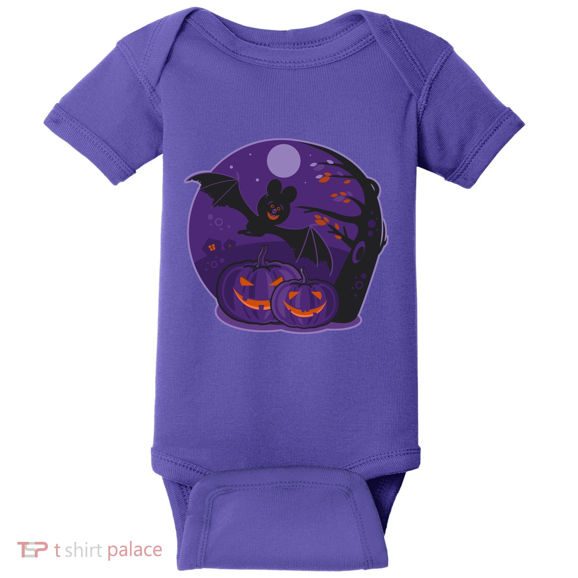Halloween Bat and Pumpkins Baby Bodysuit