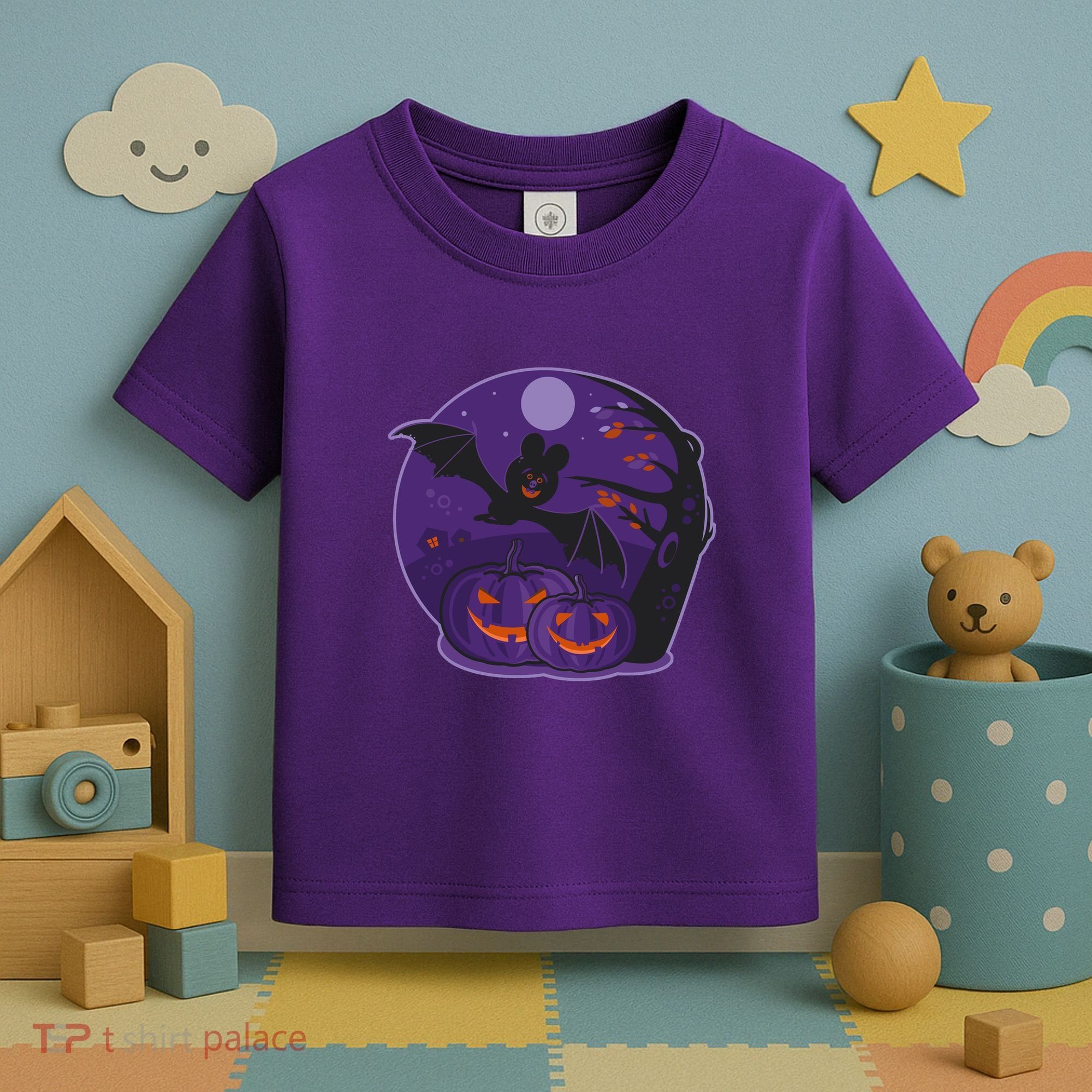 Halloween Bat and Pumpkins Toddler T-Shirt