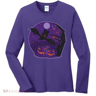 Halloween Bat and Pumpkins Women's Long Sleeve Shirt
