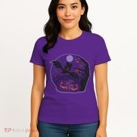 Halloween Bat and Pumpkins Women's T-Shirt thumb 4