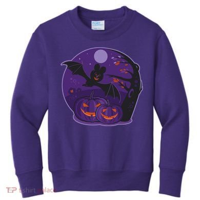 Halloween Bat and Pumpkins Kids Sweatshirt