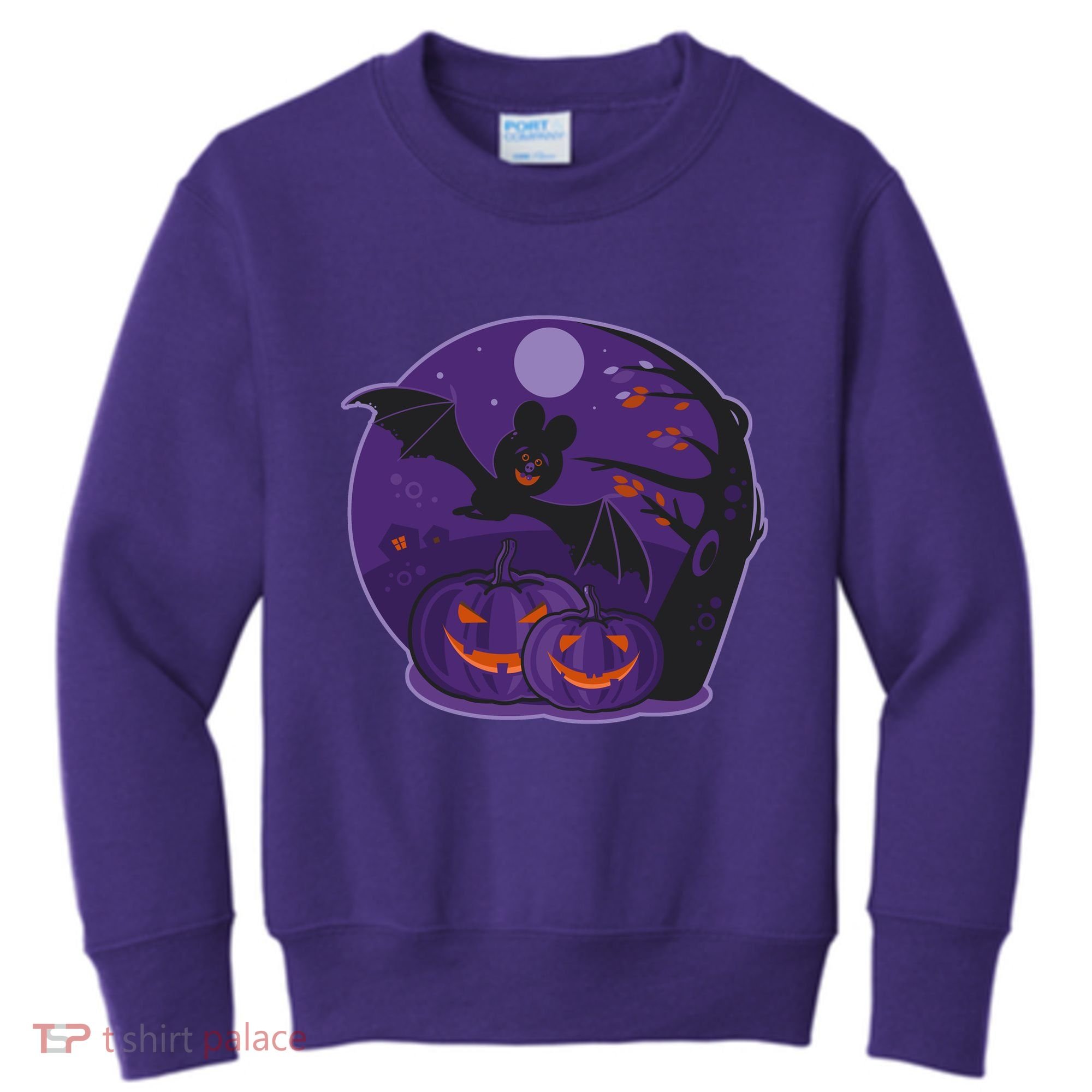 Halloween Bat and Pumpkins Kids Sweatshirt