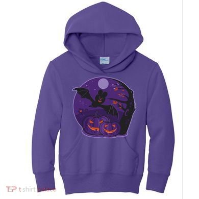 Halloween Bat and Pumpkins Kids Hoodie