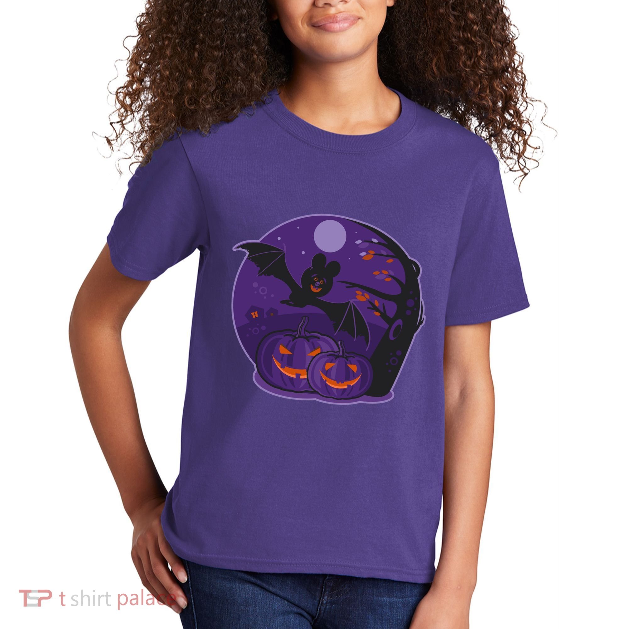 Halloween Bat and Pumpkins Kids T-Shirt