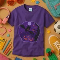 Halloween Bat and Pumpkins Kids T-Shirt thumb 3