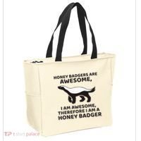 Honey Badgers Are Awesome Therefore I Am A Honey Badger Tote Bag thumb 2