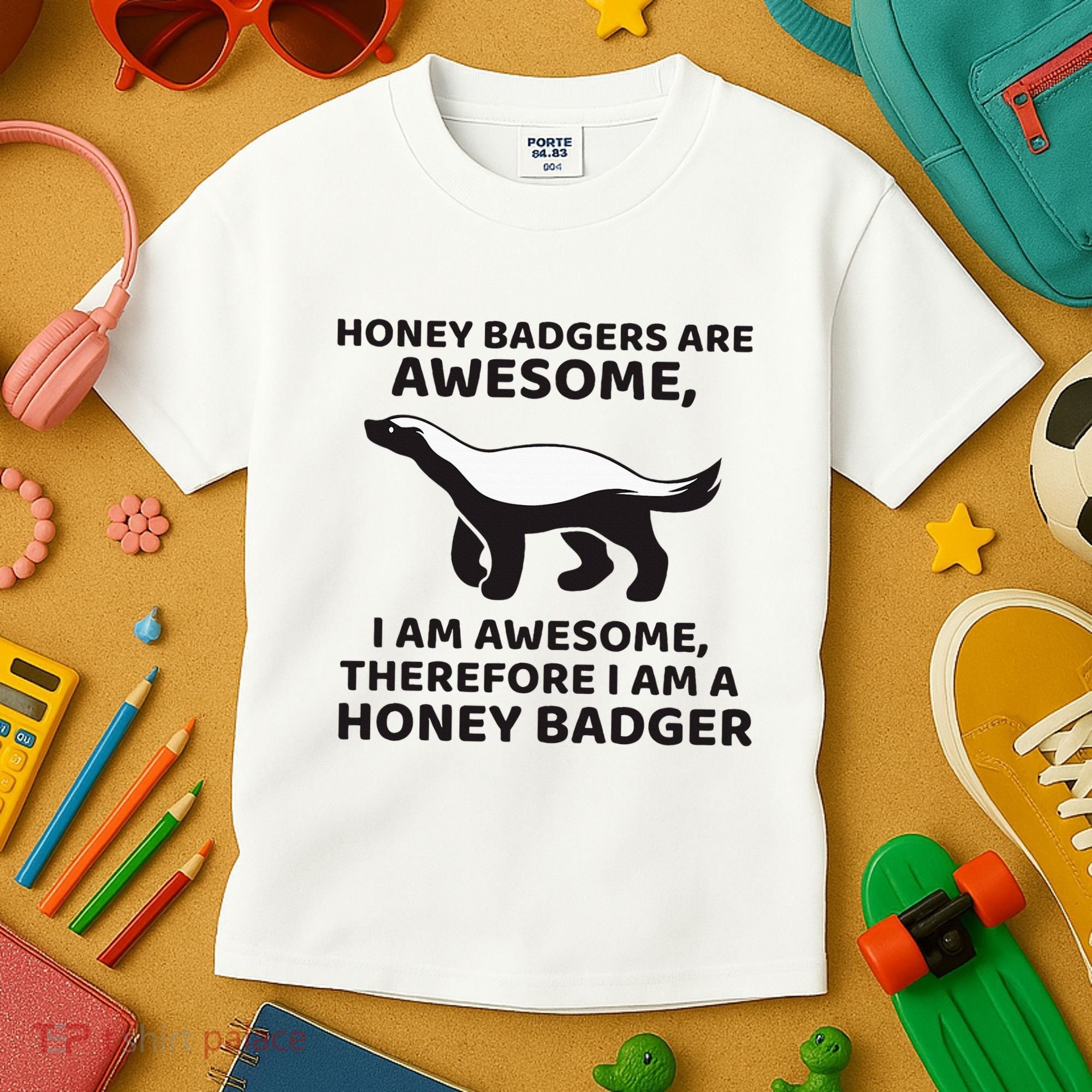 Honey Badgers Are Awesome Therefore I Am A Honey Badger Kids T-Shirt