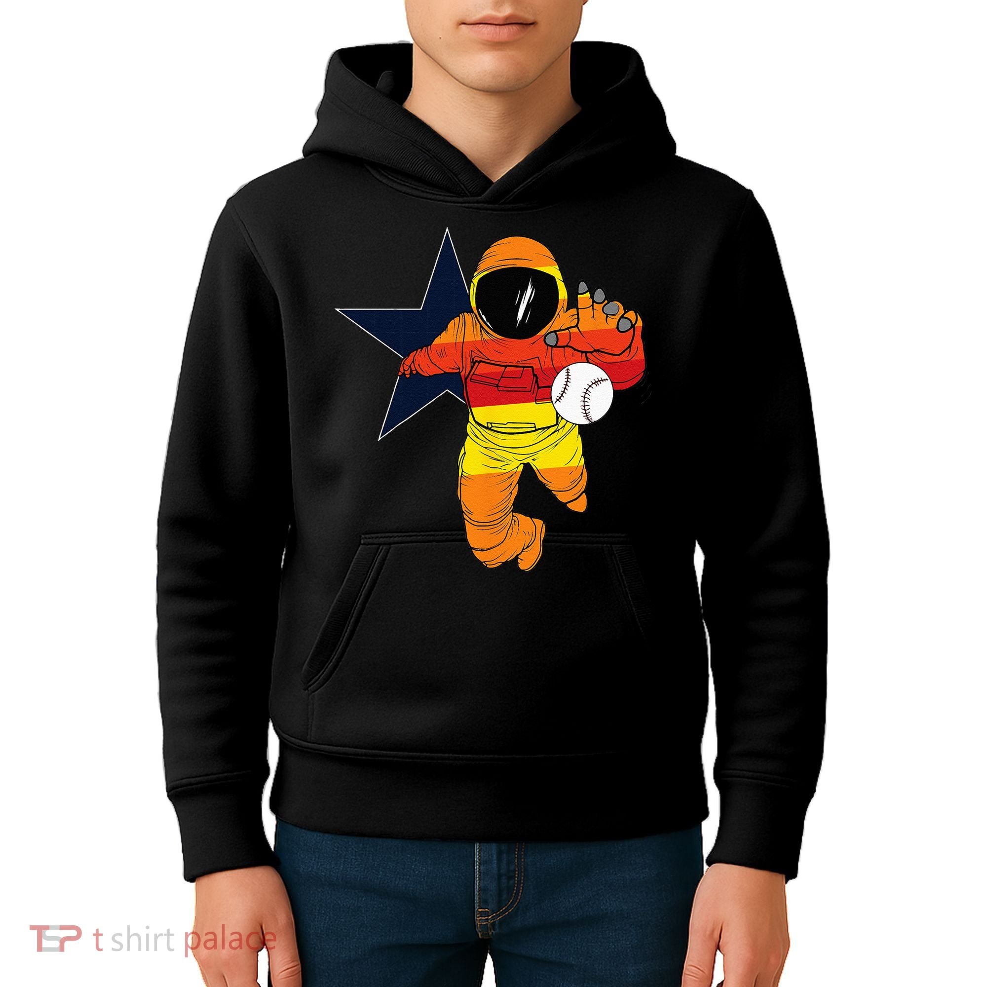 Houston Baseball Astronaut Space City Kids Hoodie