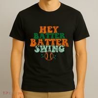 Hey Batter Batter Swing Baseball Retro T-Shirt thumb 3