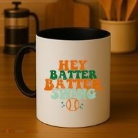 Hey Batter Batter Swing Baseball Retro Coffee Mug thumb 4