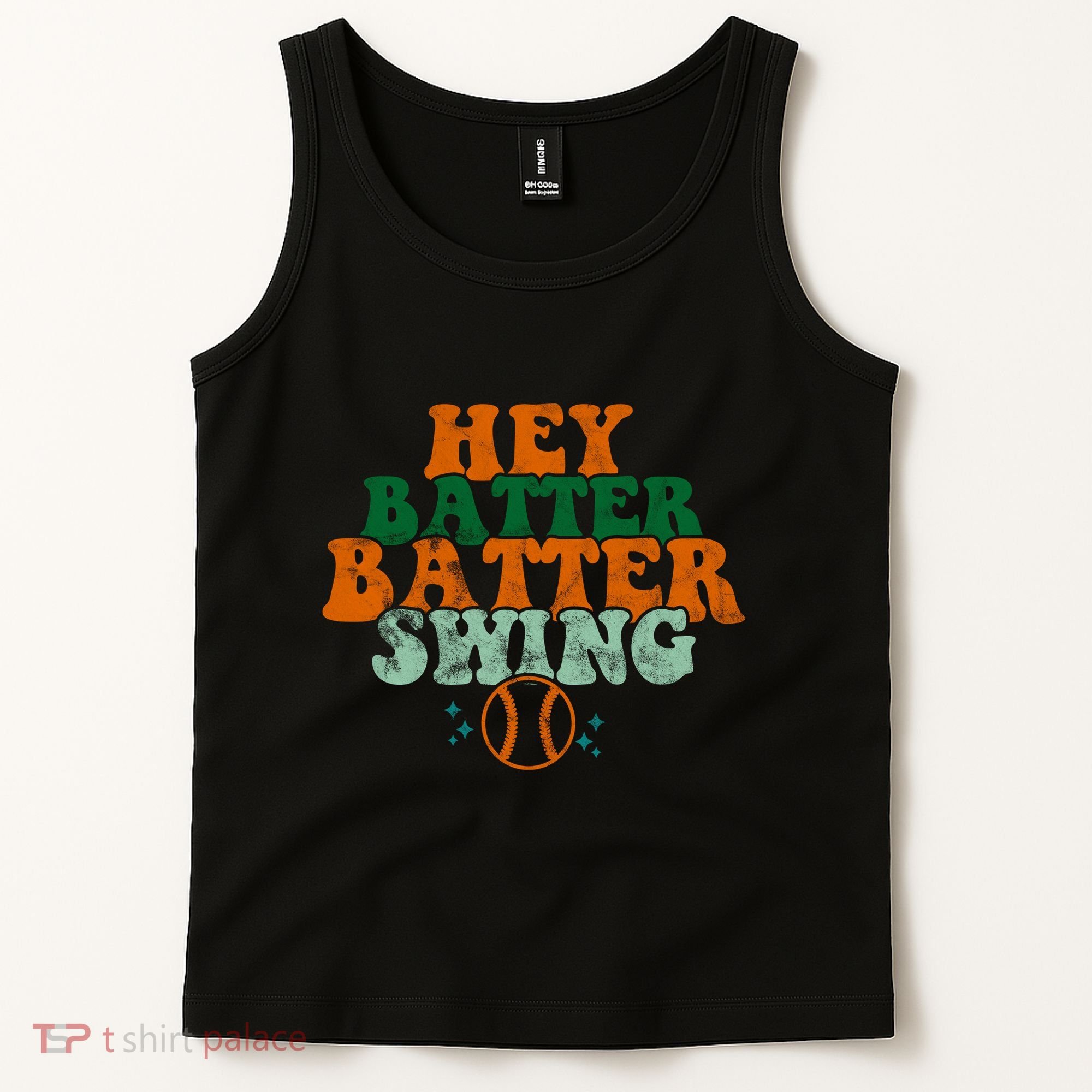 Hey Batter Batter Swing Baseball Retro Tank Top