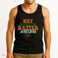 Hey Batter Batter Swing Baseball Retro Tank Top thumb 3