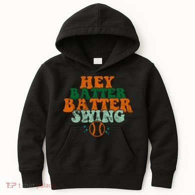 Hey Batter Batter Swing Baseball Retro Kids Hoodie