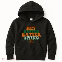 Hey Batter Batter Swing Baseball Retro Kids Hoodie thumb 0