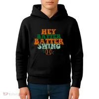 Hey Batter Batter Swing Baseball Retro Kids Hoodie thumb 4