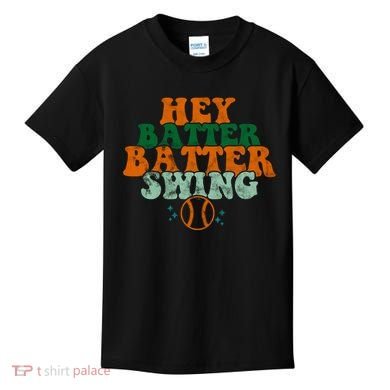 Hey Batter Batter Swing Baseball Retro Kids T-Shirt