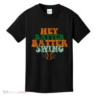 Hey Batter Batter Swing Baseball Retro Kids T-Shirt thumb 0