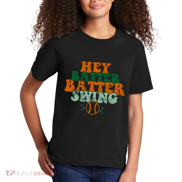 Hey Batter Batter Swing Baseball Retro Kids T-Shirt