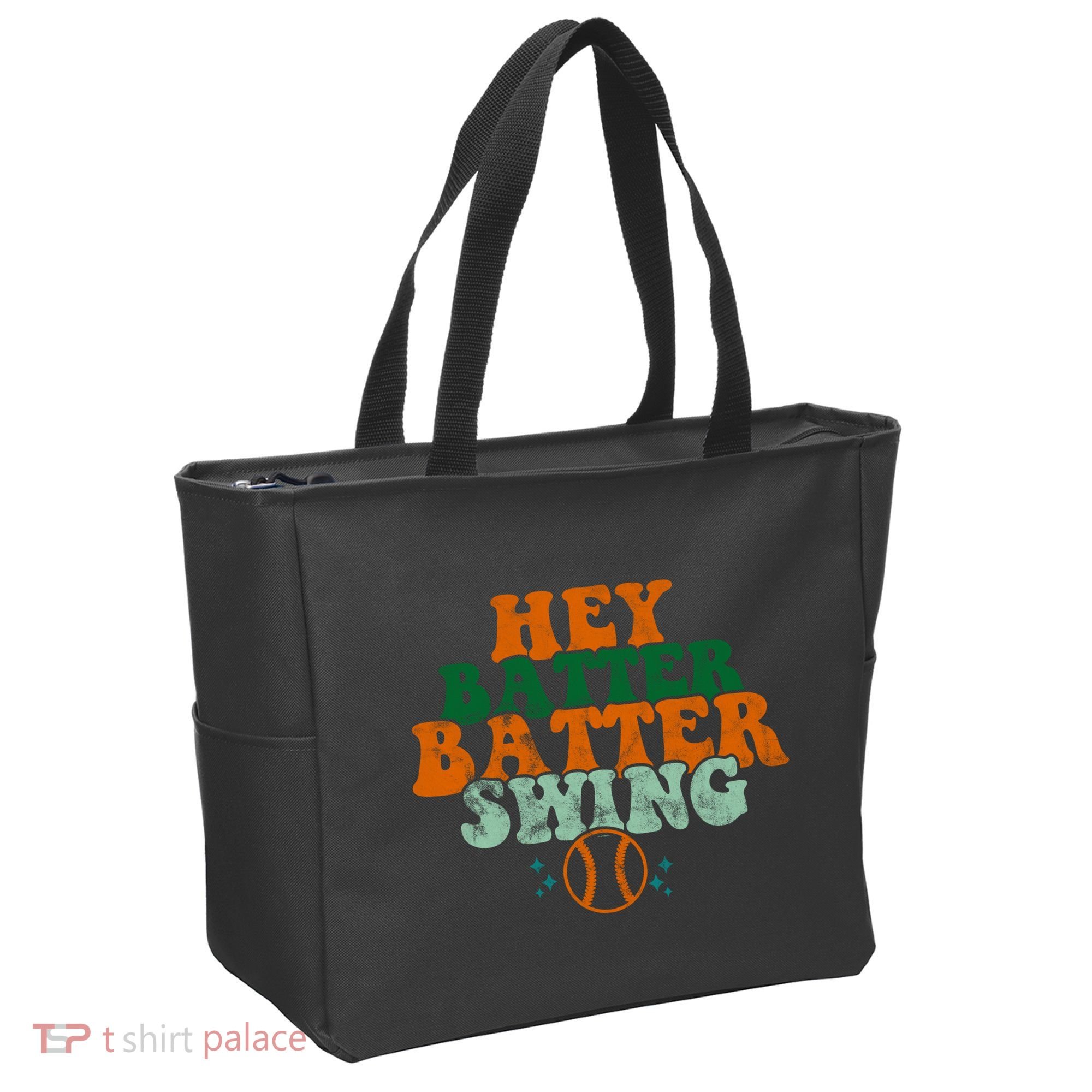 Hey Batter Batter Swing Baseball Retro Tote Bag