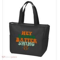 Hey Batter Batter Swing Baseball Retro Tote Bag thumb 3