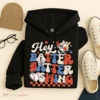 Hey Batter Batter Swing Baseball Softball Women Hoodie thumb 4