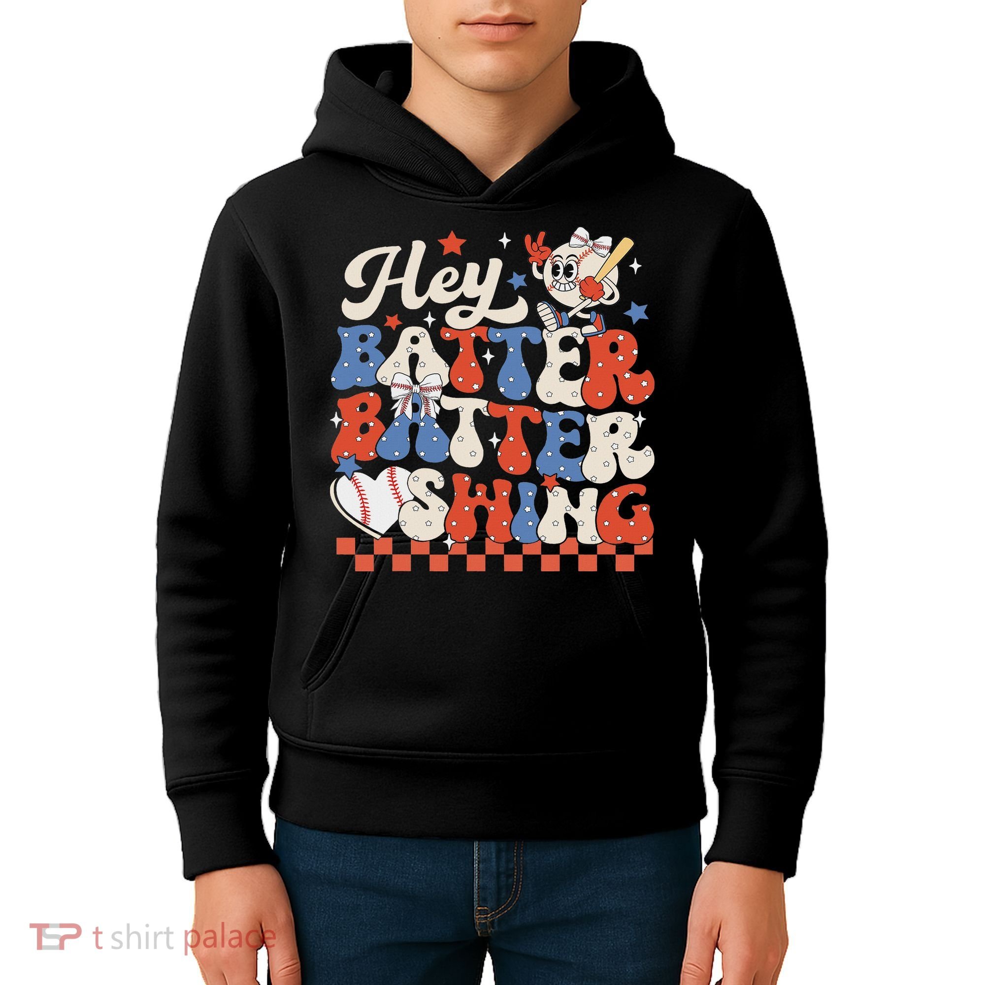 Hey Batter Batter Swing Baseball Softball Women Kids Hoodie