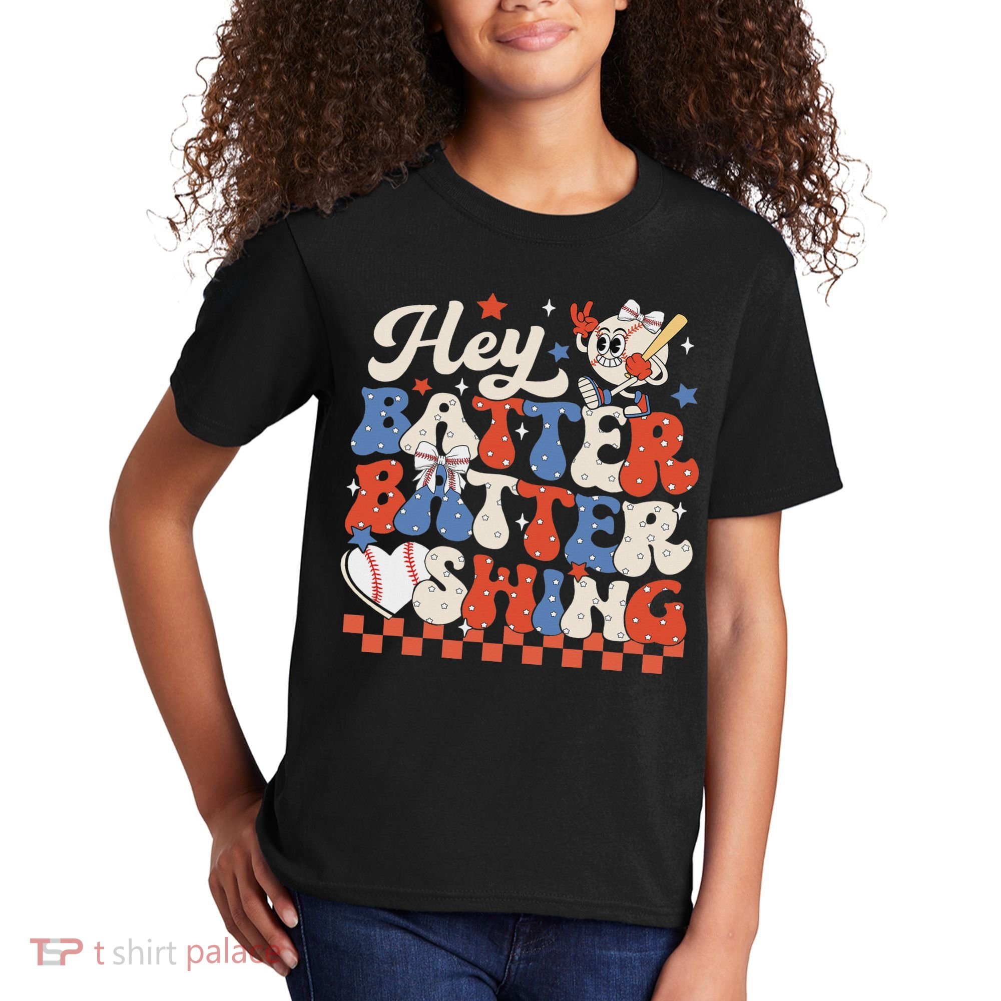 Hey Batter Batter Swing Baseball Softball Women Kids T-Shirt
