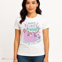Happy Belated Birthday Funny Sloth Women's T-Shirt thumb 4