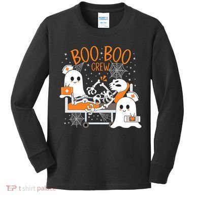 Halloween Boo Boo Crew Ghost Doctor Kids Long Sleeve Shirt