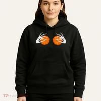 Halloween Bikini Boob Pumpkin Skeleton Hand On Breast Hoodie thumb 5