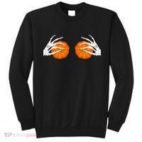 Halloween Bikini Boob Pumpkin Skeleton Hand On Breast Sweatshirt thumb 0