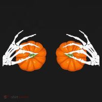 Halloween Bikini Boob Pumpkin Skeleton Hand On Breast Women's Hoodie thumb 2