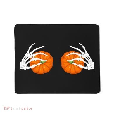 Halloween Bikini Boob Pumpkin Skeleton Hand On Breast Mousepad