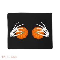 Halloween Bikini Boob Pumpkin Skeleton Hand On Breast Mousepad thumb 0