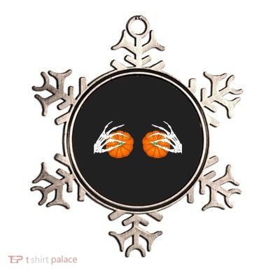 Halloween Bikini Boob Pumpkin Skeleton Hand On Breast Ornament
