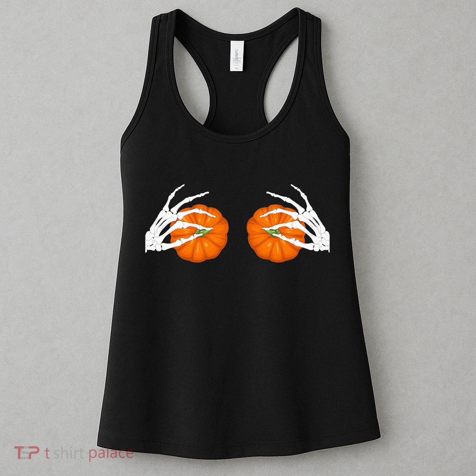 Halloween Bikini Boob Pumpkin Skeleton Hand On Breast Women's Tank Top