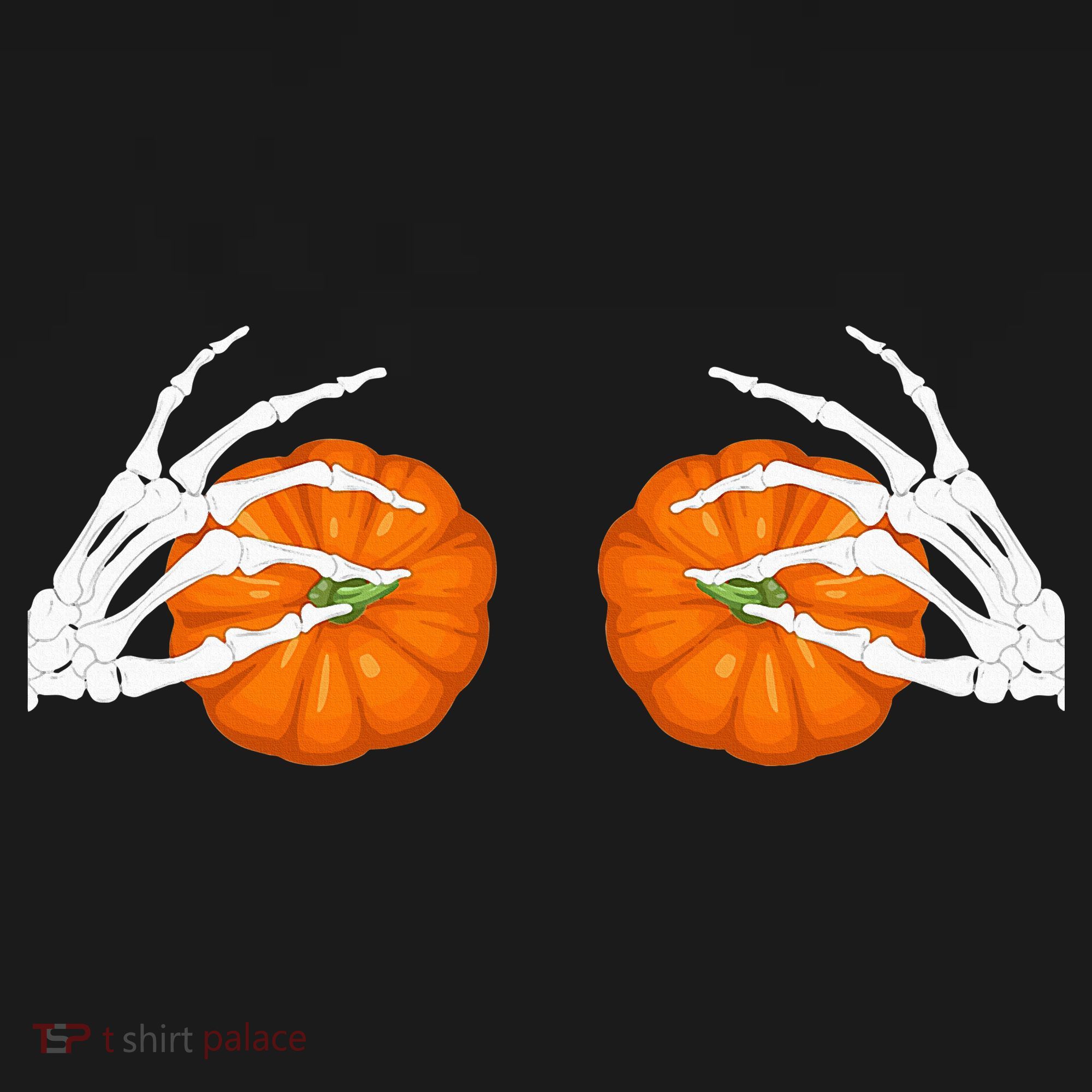Halloween Bikini Boob Pumpkin Skeleton Hand On Breast Women's Tank Top